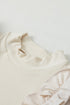 High Neck Ribbed Knit Flutter Sleeve Blouse