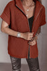 High Neck Short Sleeve Zipper Knit Sweater