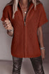High Neck Short Sleeve Zipper Knit Sweater