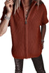 High Neck Short Sleeve Zipper Knit Sweater