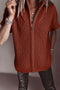 High Neck Short Sleeve Zipper Knit Sweater