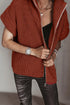 High Neck Short Sleeve Zipper Knit Sweater