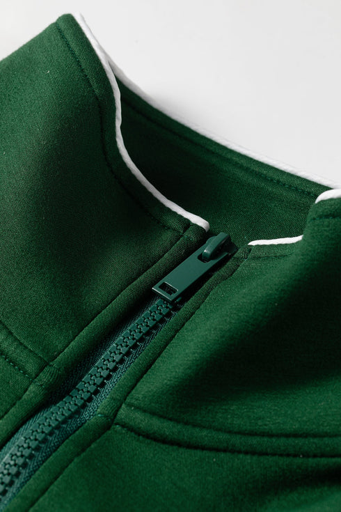 High Neck Zip Up Loose Fit Long Sleeve Sweatshirt