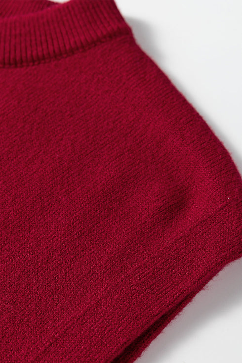 High Ribbed Crew Neck Cap Sleeve Knit Top