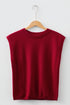 High Ribbed Crew Neck Cap Sleeve Knit Top