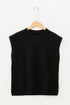 High Ribbed Crew Neck Cap Sleeve Knit Top