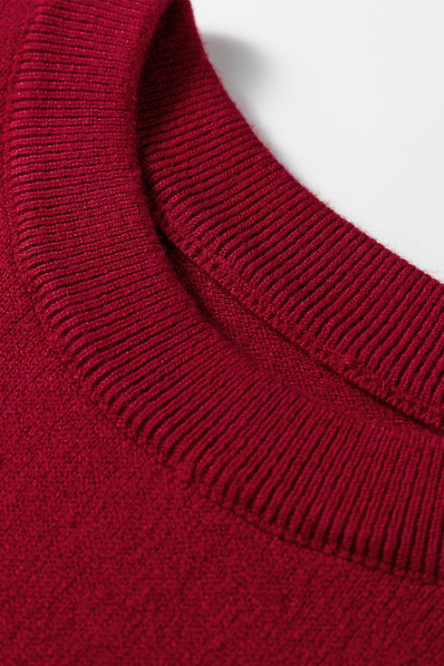High Ribbed Crew Neck Cap Sleeve Knit Top