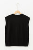 High Ribbed Crew Neck Cap Sleeve Knit Top