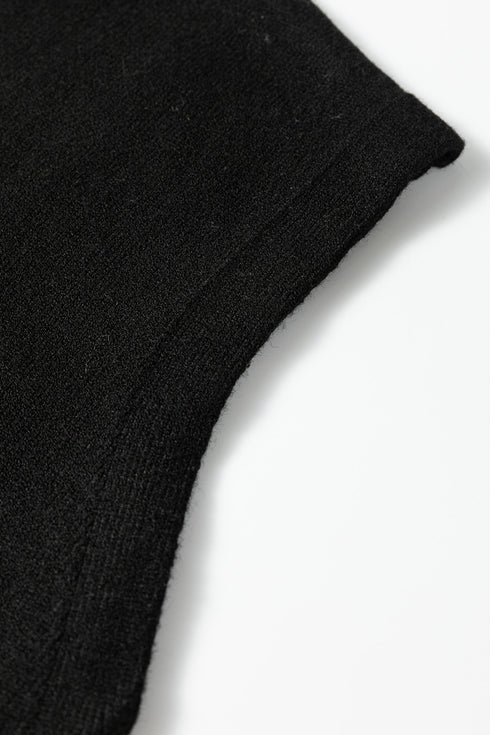 High Ribbed Crew Neck Cap Sleeve Knit Top