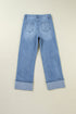 High Rise Asymmetric Button Zip Fly Distressed Jeans