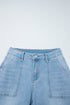 High Rise Barrel Leg Relaxed Fit Utility Patch Pocket Stretch Jeans