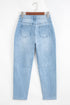 High Rise Barrel Leg Relaxed Fit Utility Patch Pocket Stretch Jeans