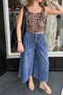 High Rise Button Pleated Cropped Wide Leg Jeans