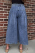 High Rise Button Pleated Cropped Wide Leg Jeans