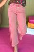 High Rise Cropped Washed Denim Wide Leg Jeans