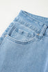 High Rise Cropped Washed Denim Wide Leg Jeans