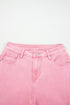 High Rise Cropped Washed Denim Wide Leg Jeans