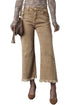 High Rise Cropped Washed Denim Wide Leg Jeans