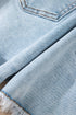 High Rise Distressed Raw Hem Solid Denim Shorts