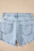 High Rise Distressed Raw Hem Solid Denim Shorts