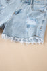 High Rise Distressed Raw Hem Solid Denim Shorts