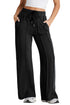 High Rise Drawstring Pintuck Wide Leg Sweatpants