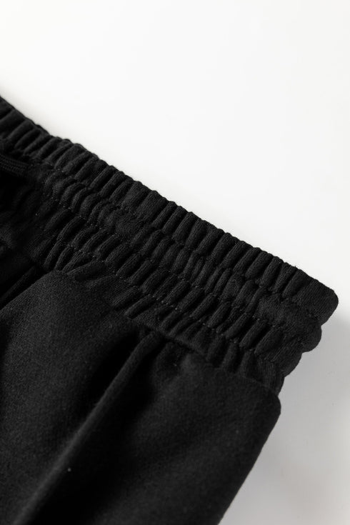 High Rise Drawstring Pintuck Wide Leg Sweatpants