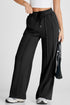 High Rise Drawstring Pintuck Wide Leg Sweatpants