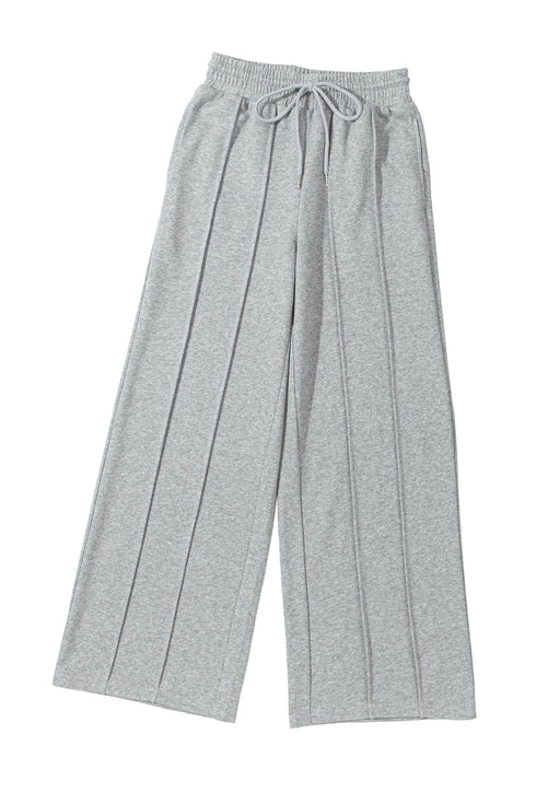 High Rise Drawstring Pintuck Wide Leg Sweatpants