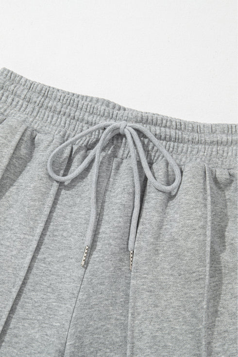 High Rise Drawstring Pintuck Wide Leg Sweatpants