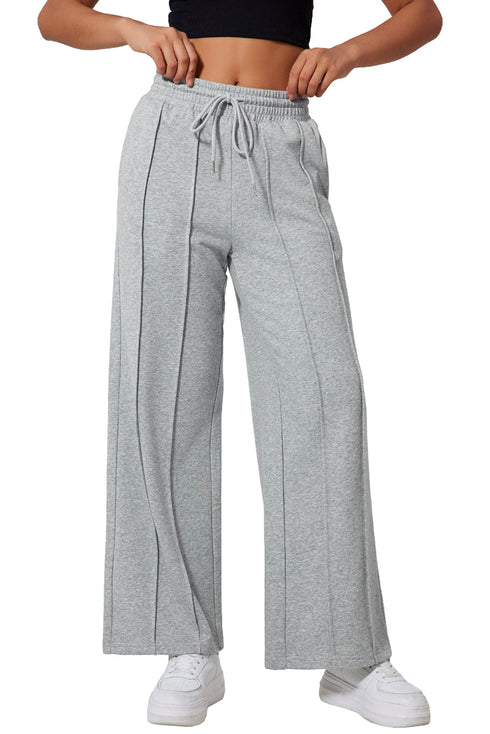 High Rise Drawstring Pintuck Wide Leg Sweatpants
