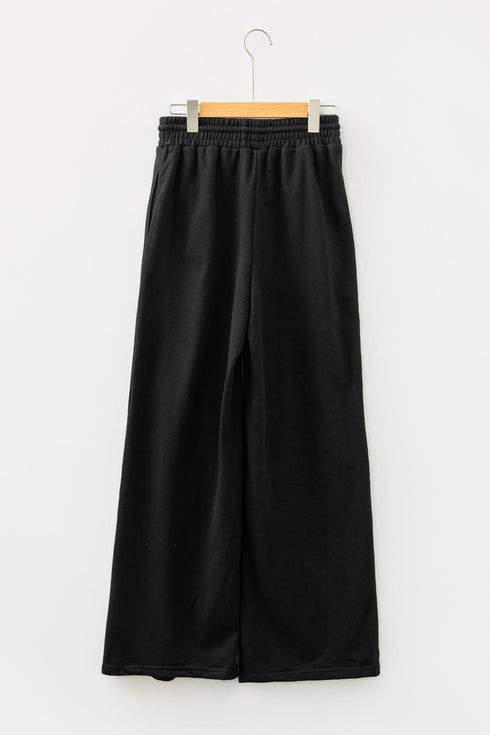 High Rise Drawstring Pintuck Wide Leg Sweatpants