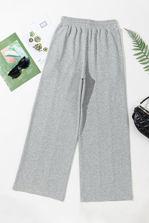 High Rise Drawstring Pintuck Wide Leg Sweatpants