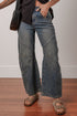 High Rise Exposed Seam Wide Leg Denim Jeans
