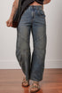 High Rise Exposed Seam Wide Leg Denim Jeans