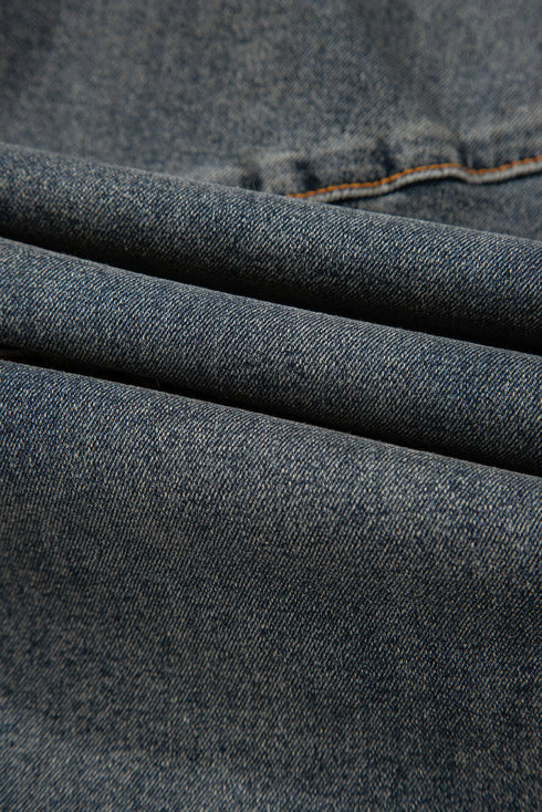 High Rise Exposed Seam Wide Leg Denim Jeans