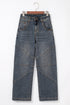 High Rise Exposed Seam Wide Leg Denim Jeans