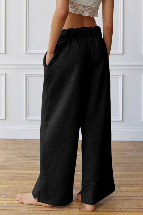 High Rise Paperbag Waist Drawstring Wide Leg Lounge Pants