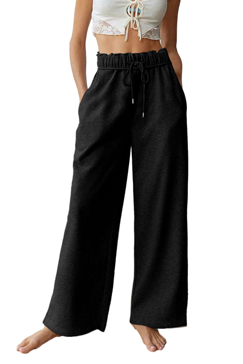 High Rise Paperbag Waist Drawstring Wide Leg Lounge Pants