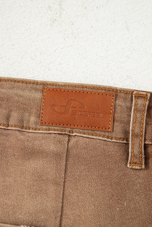 High Rise Patch Pocket Wide Leg Cropped Jeans