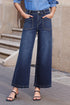 High Rise Patch Pocket Wide Leg Cropped Jeans