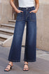 High Rise Patch Pocket Wide Leg Cropped Jeans