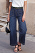 High Rise Patch Pocket Wide Leg Cropped Jeans