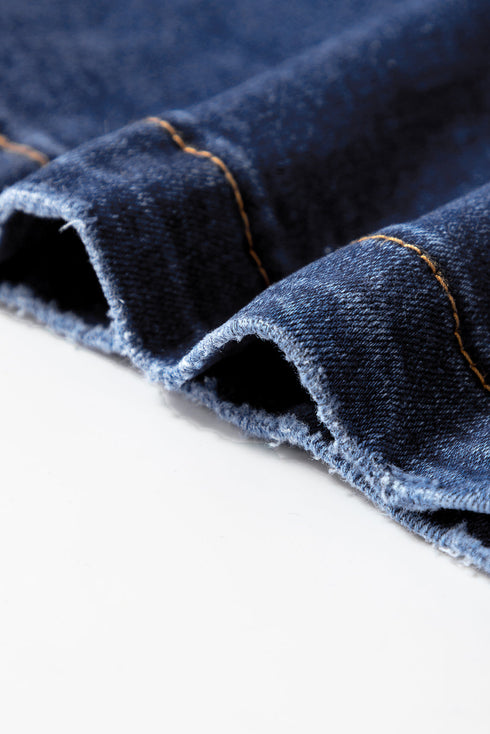 High Rise Patch Pocket Wide Leg Cropped Jeans