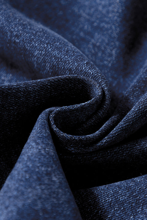 High Rise Patch Pocket Wide Leg Cropped Jeans