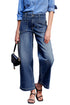 High Rise Patch Pocket Wide Leg Cropped Jeans