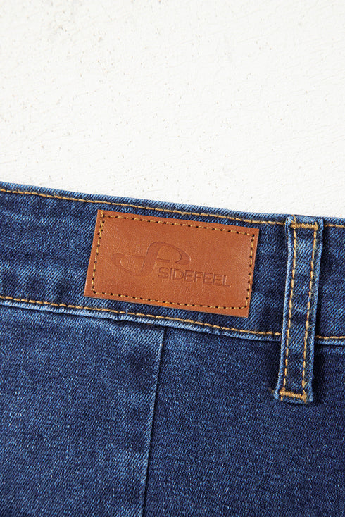 High Rise Patch Pocket Wide Leg Cropped Jeans