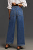 High Rise Patch Pocket Wide Leg Cropped Jeans