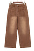 High Rise Patch Pocket Wide Leg Cropped Jeans