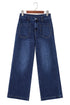 High Rise Patch Pocket Wide Leg Cropped Jeans